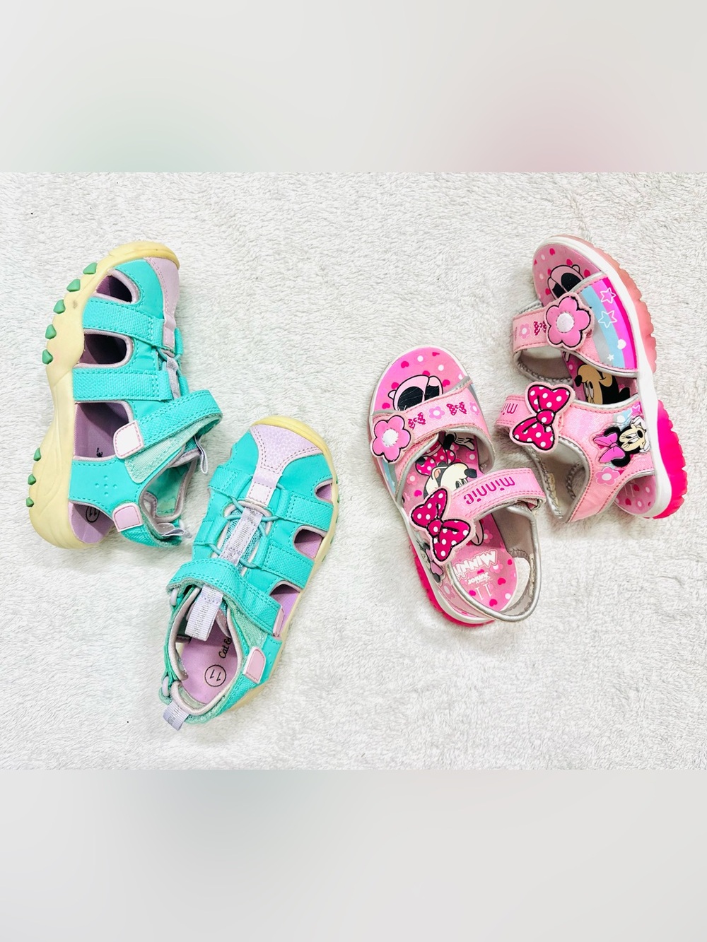 Lot Of Cute Girls Shoes Sandals Size 11 Minnie Disney , Cat & Jack